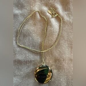 Aldo Gold Necklace with Dark Green Pendant